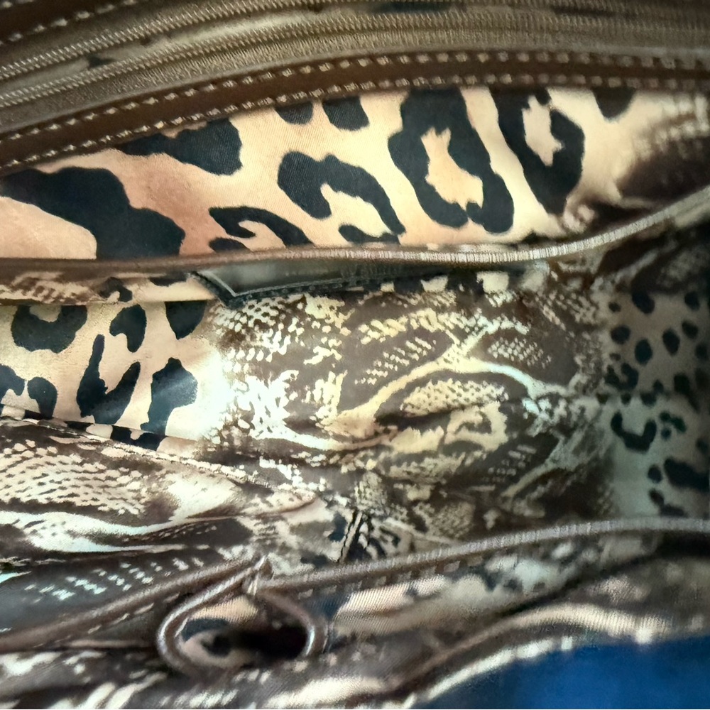 NWOT SHARIF 1827 Blue Tapestry Tote Satchel Handbag Croc Embossed Vintage - Picture 7 of 16